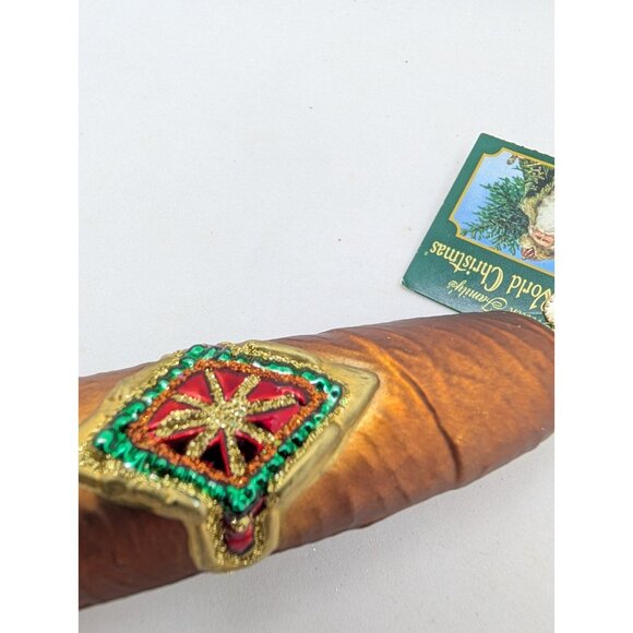Old world Christmas Ornament 'The Cigar" with tag 5.25" glass hanging tree - Picture 6 of 14